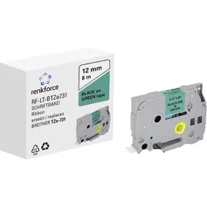 Etiķešu lente Renkforce RF-6027828 — nepārtraukta melns uz zaļa, 12 mm × 8 m, pastāvīgais akrila līme