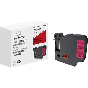 Label tape Renkforce RF-6027844, continuous D1, 9 mm x 7 m, black on red, permanent acrylic adhesive