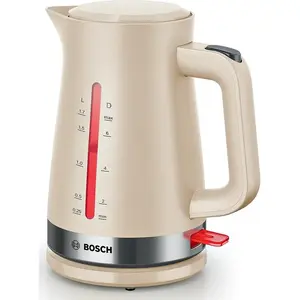 Electric kettle Bosch TWK4M227, beige, 1.7 L, removable limescale filter, cup indicator, automatic shut-off