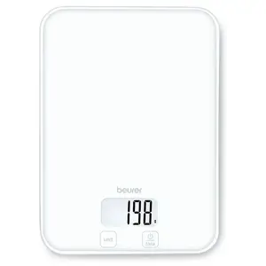 Kitchen scale Beurer KS 19 Pure White — glass surface, ultra-slim 16 mm, tare function