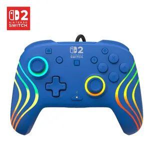 Turtle Beach Afterglow Wave Blue Wired RGB Gaming Controller Gamepad for Nintendo Switch 2, Nintendo Switch, and Nintendo Switch OLED with USB Type-C and Back Buttons