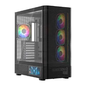 Computer Case MODECOM VOLCANO AQ400 ARGB MIDI Black — MODECOM MC-A-AQ400-4FA-B