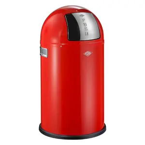 Мусорный бак Wesco 175531-02 22 л круглый, корпус металл и пластик, нержавеющая сталь/красная сталь, Ø350×В630 мм