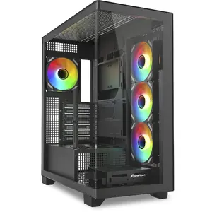 Tower PC case Sharkoon ELITE SHARK CA500 with two tempered glass panels, black