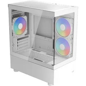 Tower PC Case AEROCOOL Viewport Mini-G-WT-v4 ARGB with two tempered glass panels, white