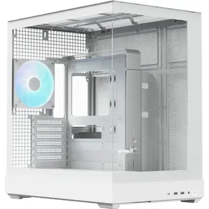 Tower PC case APNX V2-F-WT-v1, white, includes three tempered glass panels