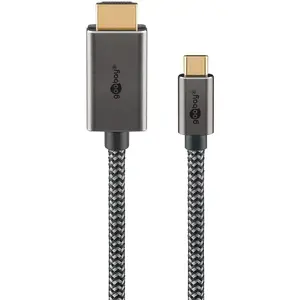Video cable adapter GOOBAY 75700 — USB Type-C to HDMI Type A, 2 m, Silver/Black