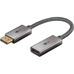 GOOBAY DisplayPort to HDMI adapter cable, 4K@60Hz, 32 Gbit/s, 20 cm, gray