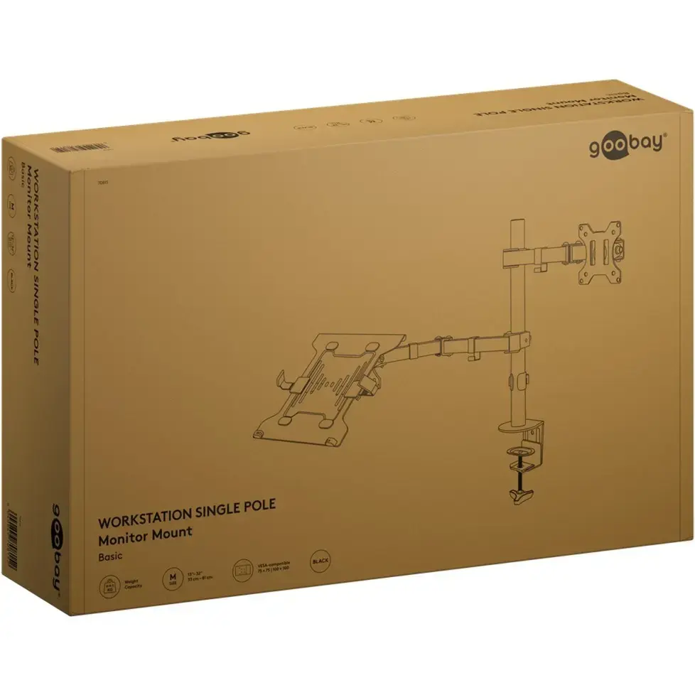 GOOBAY Monitor Mount with Laptop Arm Flex Black Photo 4