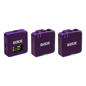 Wireless lavalier microphone system Rode Wireless GO (Gen 3) — purple transmitter and receiver