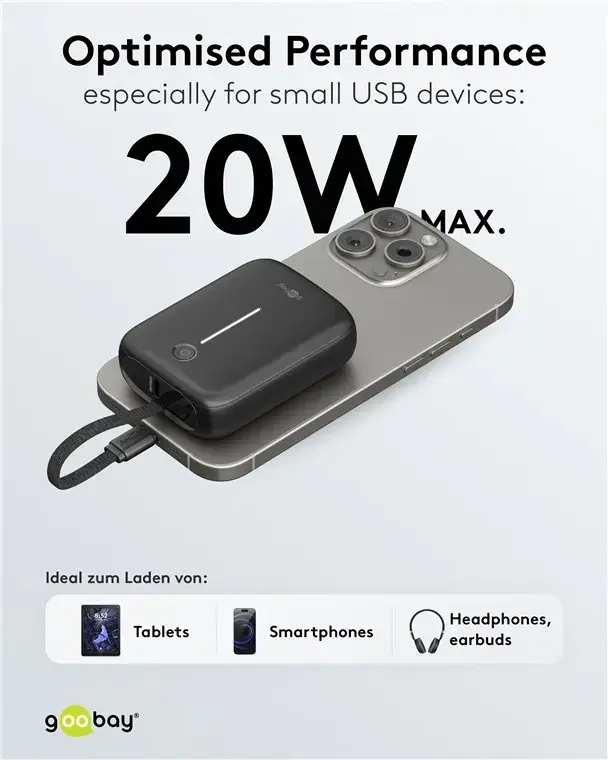 GOOBAY power bank 10,000 mAh with integrated USB‑C cable Photo 11