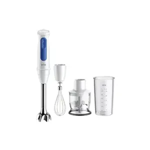 Roku blenderis Braun Household MultiQuick 3 MQ30202M, 900 W, baltā/zilā, ar smalcinātāju un putotāju