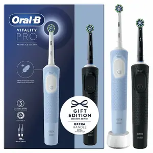 Electric toothbrush Oral-B Vitality Pro D103 Duo with two handles, Black/Blue