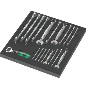 Wera 9731 вкладыш из поролона для 6003 Joker Set 1 — 19 предметов, комбинированные трещоточные ключи в пенном вкладыше для тележек