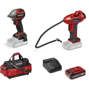 Cordless impact wrench kit EINHELL TP-CW 18/260 + CE-CC 18 Kit with 1× 4.0 Ah Li‑ion battery and transport bag