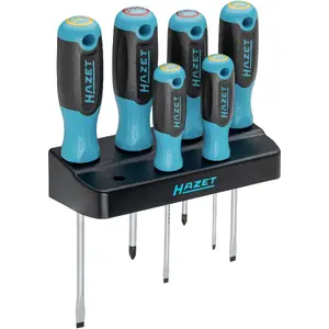 Screwdriver set Hazet 811SH-1/7, 7-piece with holder, blue/black non-slip HAZET 3-component handle
