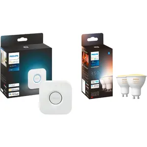 LED GU10 lamp twin pack with Hue Bridge – Philips Hue White Ambiance, replaces 35W