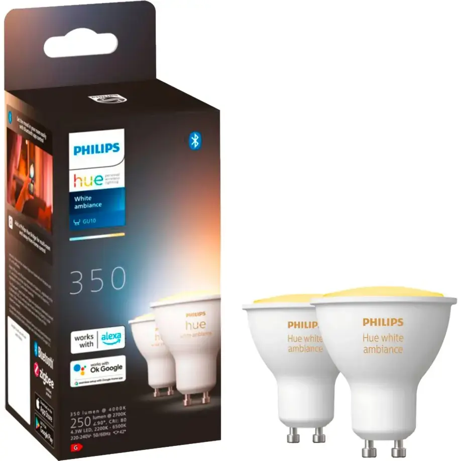 Philips Hue White Ambiance GU10 twin pack with Bridge Photo 4