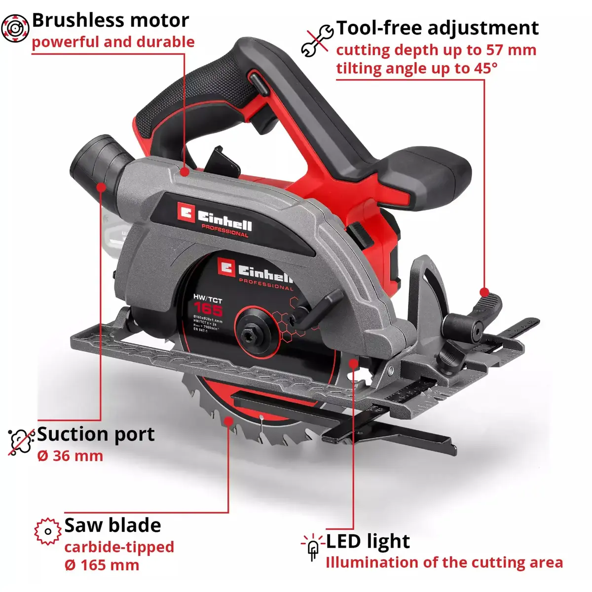 EINHELL Professional TP-CS 18/165 Li BL cordless circular saw Photo 2