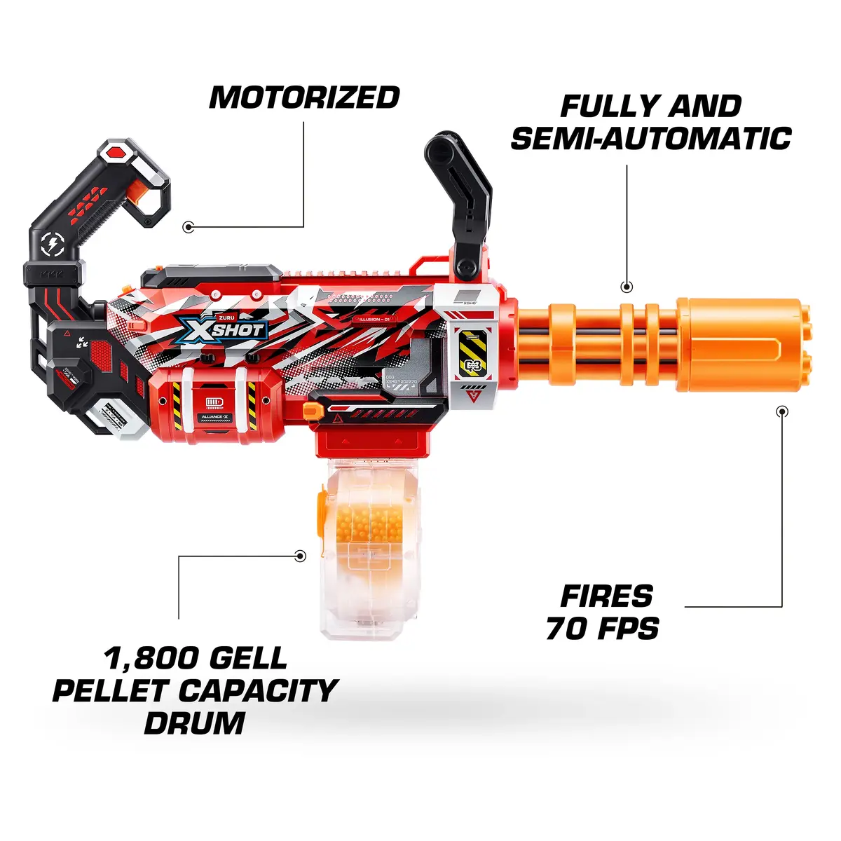 Zuru XSHOT Hyper Gel Gattlin Blaster gelblasteris Photo 4