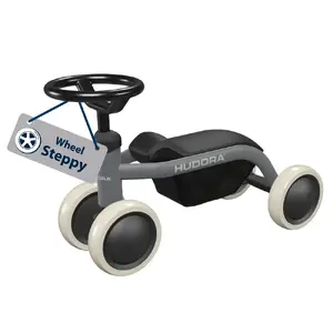Skrituļritenis-begovelis HUDORA Steppy 6" pelēks — viegls divritenis mazuļiem