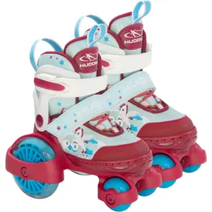 Children's HUDORA My First Quad LED roller skates size 26–29, red/light blue with LED lights