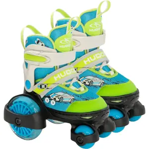 Roller skates HUDORA My First Quad LED, size 26–29, green/blue, LED lighting