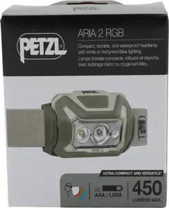 Налобный фонарь Petzl Aria 2 RGB LED, светло-коричневый/зелёный