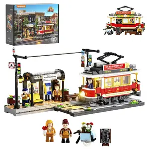 Конструктор Lumibricks Historic Tram and Train Station L9084 – модульный набор, совместим с подсветкой