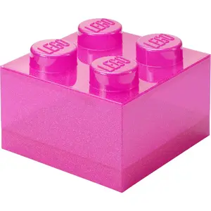 Контейнер-кирпич room copenhagen LEGO Storage Brick 4 Top Lid Glitter — розовый/прозрачный