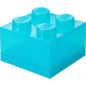 Контейнер Storage Brick 4 Top Lid Glitter от room copenhagen — светло‑голубой/прозрачный ящик в стиле LEGO