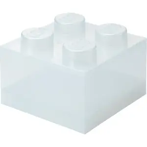 Контейнер Storage Brick 4 Top Lid Glitter (прозрачный) от room copenhagen — LEGO-совместимый ящик на 4 шипа, прозрачный с блёстками