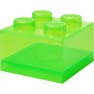 Контейнер Storage Brick 4 с крышкой сверху, полупрозрачный (светло‑зеленый/прозрачный) от room copenhagen – совместим с LEGO