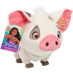 Pūkaina rotaļlieta just play Disney Moana Walk & Snort Pua — interaktīvs cūciņas plīša, kas soļo un skunkšķ
