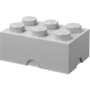 Uzglabāšanas kaste Room Copenhagen LEGO Storage Brick 6, pelēka — sakraujams rotaļlietu un sīklietu organizers