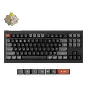 Mehāniskā tastatūra Keychron V3 Ultra 8K — vada un Bluetooth savienojums, QWERTY izkārtojums, RGB apgaismojums, melna