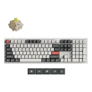 Mehāniskā tastatūra Keychron Q6 Ultra 8K — pilna izmēra 100%, USB + RF Wireless + Bluetooth, RGB, balta