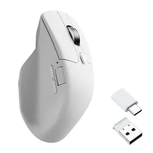 Bezvadu optiskā pele Keychron M6S-B72 — labrokāja, 12000 DPI, RF + Bluetooth + USB‑C, balta