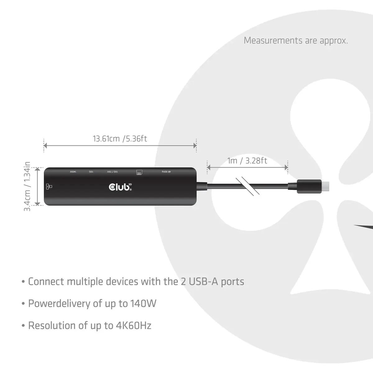 CLUB3D 7‑1 USB-C на HDMI хаб Photo 3