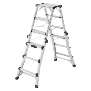 Telescopic ladder Hailo Master DTL100 aluminium, adjustable 2x4–2x6 steps