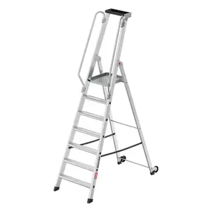 Aluminum mobile ladder platform Hailo Master P80, 7 steps
