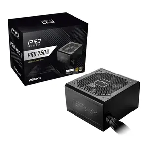 Блок питания ASRock PRO-750G 750 Вт ATX 24‑пин, 80 PLUS Gold, вентилятор 120 мм, чёрный