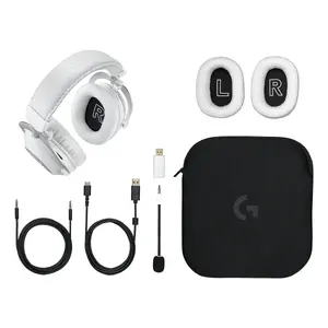 Bezvadu spēļu austiņas Logitech Alternativ 981-001269 — Bluetooth, 20–20000 Hz, darbības rādiuss 30 m, 345 g, balts, kabelis 1.8 m