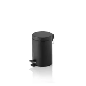 Waste bin 3L WAS with pedal, D17×H25 cm, black, plastic and metal