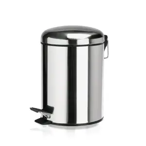 Waste bin 3 L WAS model DE1231121030, 3 L, Ø17×H26 cm, pedal, silver, plastic/metal