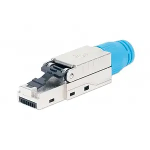 Shielded Toolless RJ45 Field Termination Plug Cat8.1, Schneider Electric 791199, 40G, STP, Gold Contacts, Metal Housing, Blue