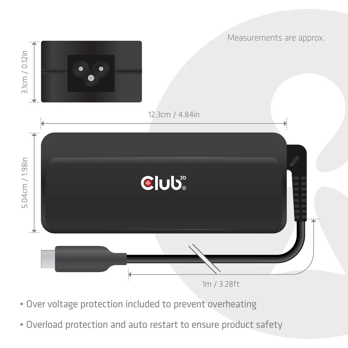 CLUB 3D USB-C зарядное для ноутбука 140 Вт Photo 3