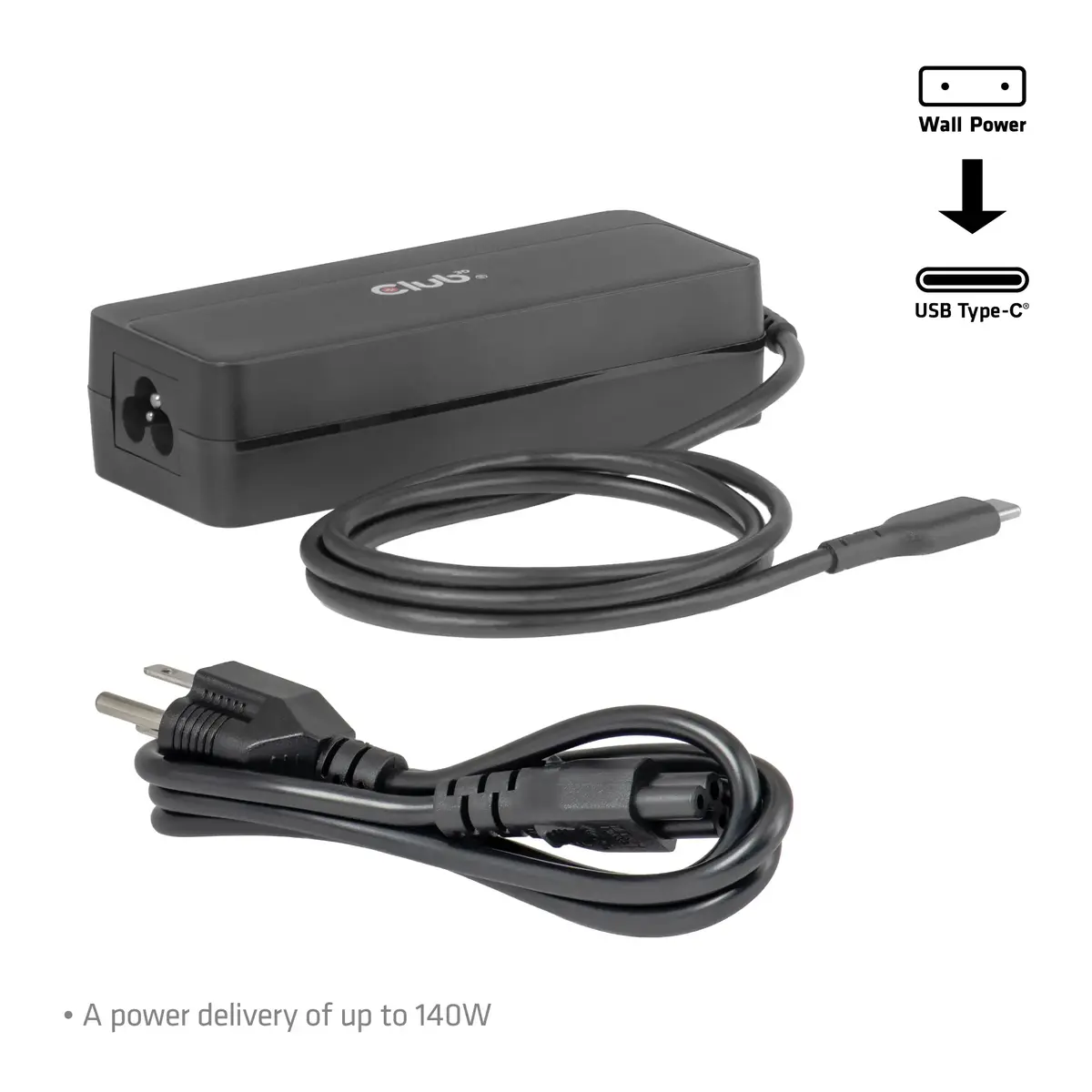 CLUB 3D USB-C зарядное для ноутбука 140 Вт Photo 4