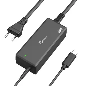 USB-C PD Power Adapter j5create JUP1265 — 65W, Indoor, Black, Plastic, 118×32×50 mm (EU)