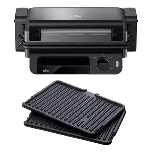Гриль контактный BRAUN MultiGrill 5 CG5010IGY — 2000 Вт, нержавеющая сталь/чёрный, прямоугольный, регулируемый термостат